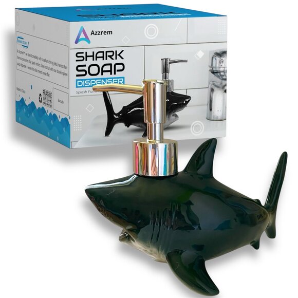 Shark Soap Dispenser for Cute Bathroom Decor - Kids soap Dispenser Gift for Shar - Picture 1 of 7